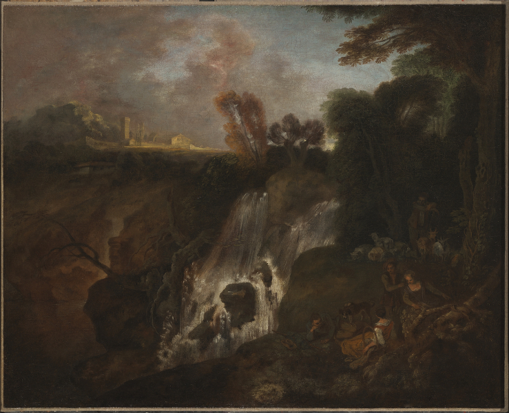 Rêveries italiennes. Watteau et les paysagistes français au XVIIIe siècle : Antoine Watteau. La chute d'eau. avant 1715, huile sur toile.